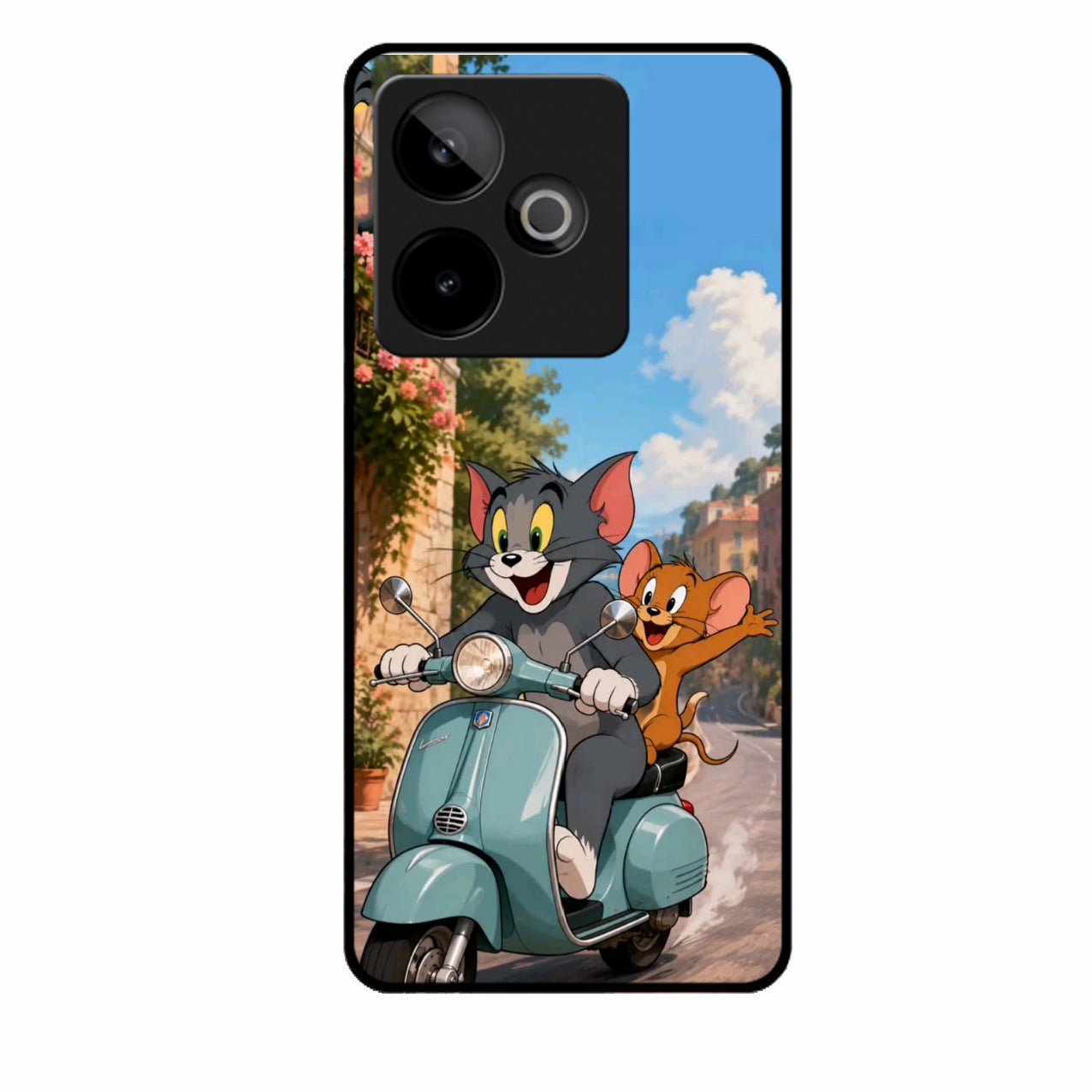 Cartoon Scooter Adventure Premium Glass Phone Case for Realme Gt 7T 5G