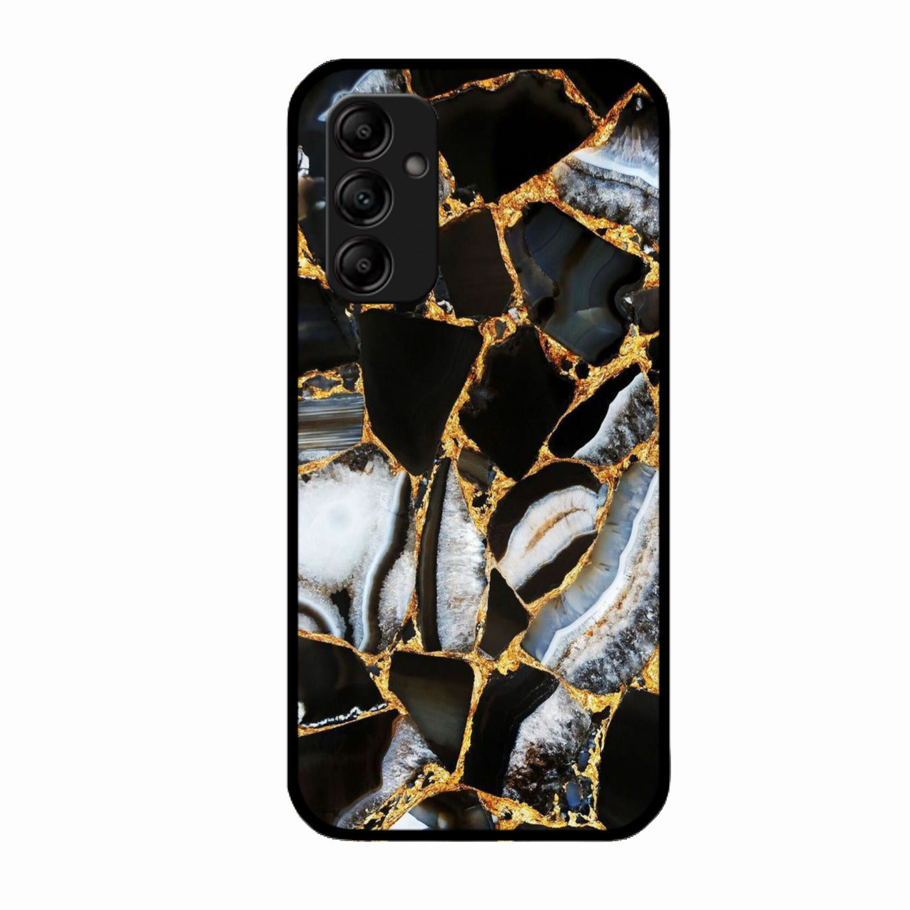 Black Gold Marble Glass Phone Case for Samsung Galaxy A14 5G