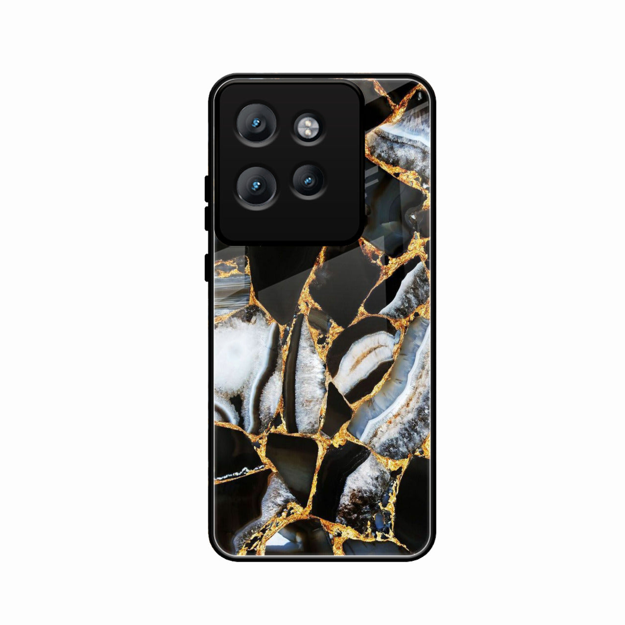 Black Gold Marble Glass Phone Case for Motorola Edge 50 Neo