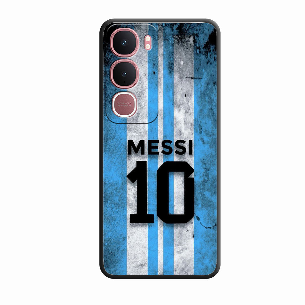 Blue Stripes Number 10 Football Glass Phone Case for Vivo Y31 5G