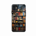 Colorful Bookshelf Art Glass Case Cover for iPhone 12