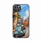 Cartoon Scooter Adventure Premium Glass Phone Case for iPhone 15
