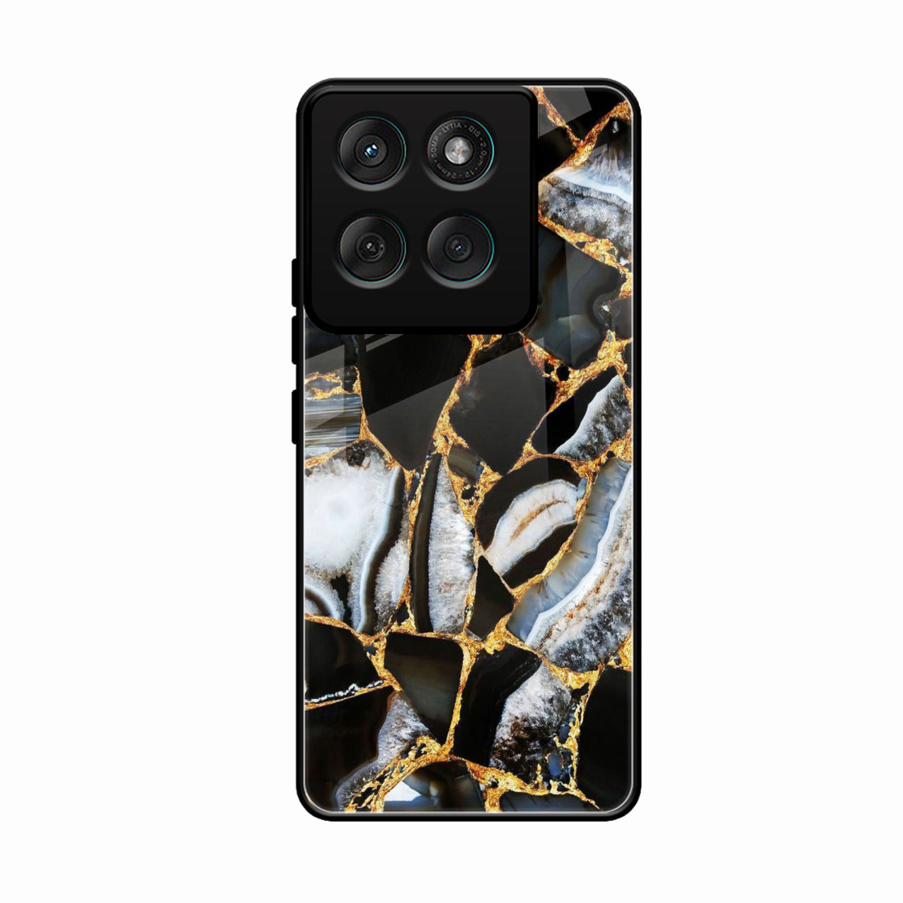 Black Gold Marble Glass Phone Case for Motorola Edge 60 Fusion 5G