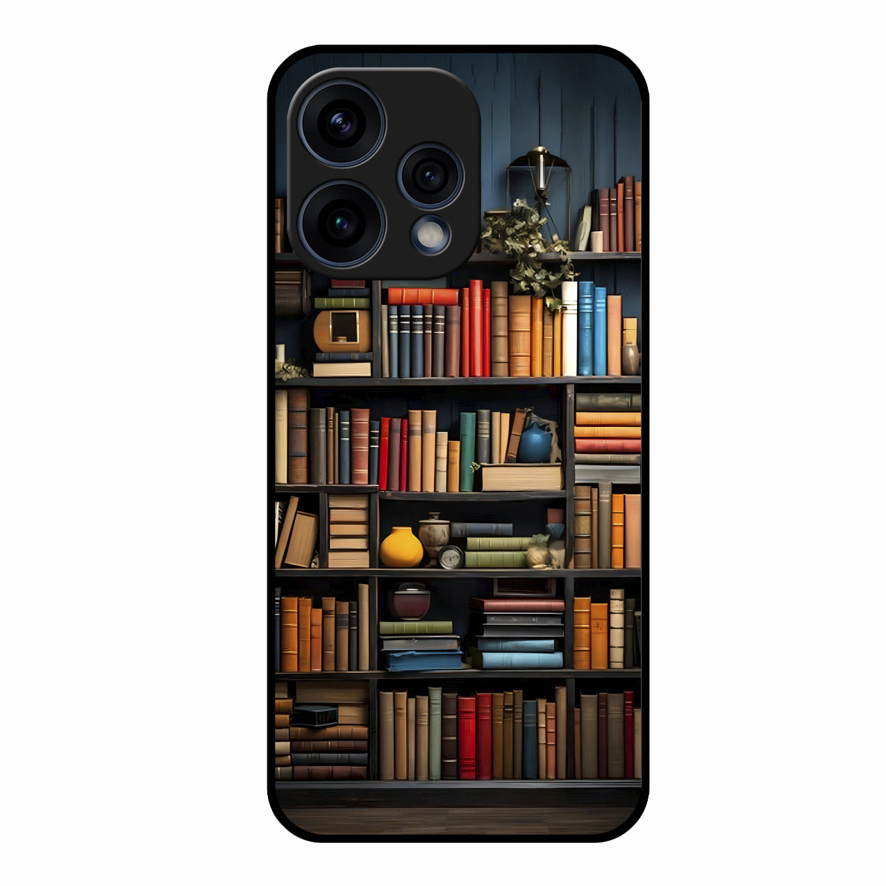 Colorful Bookshelf Art Glass Case Cover for Oppo Reno 15 5G