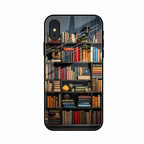 Colorful Bookshelf Art Glass Case Cover for iPhone XS