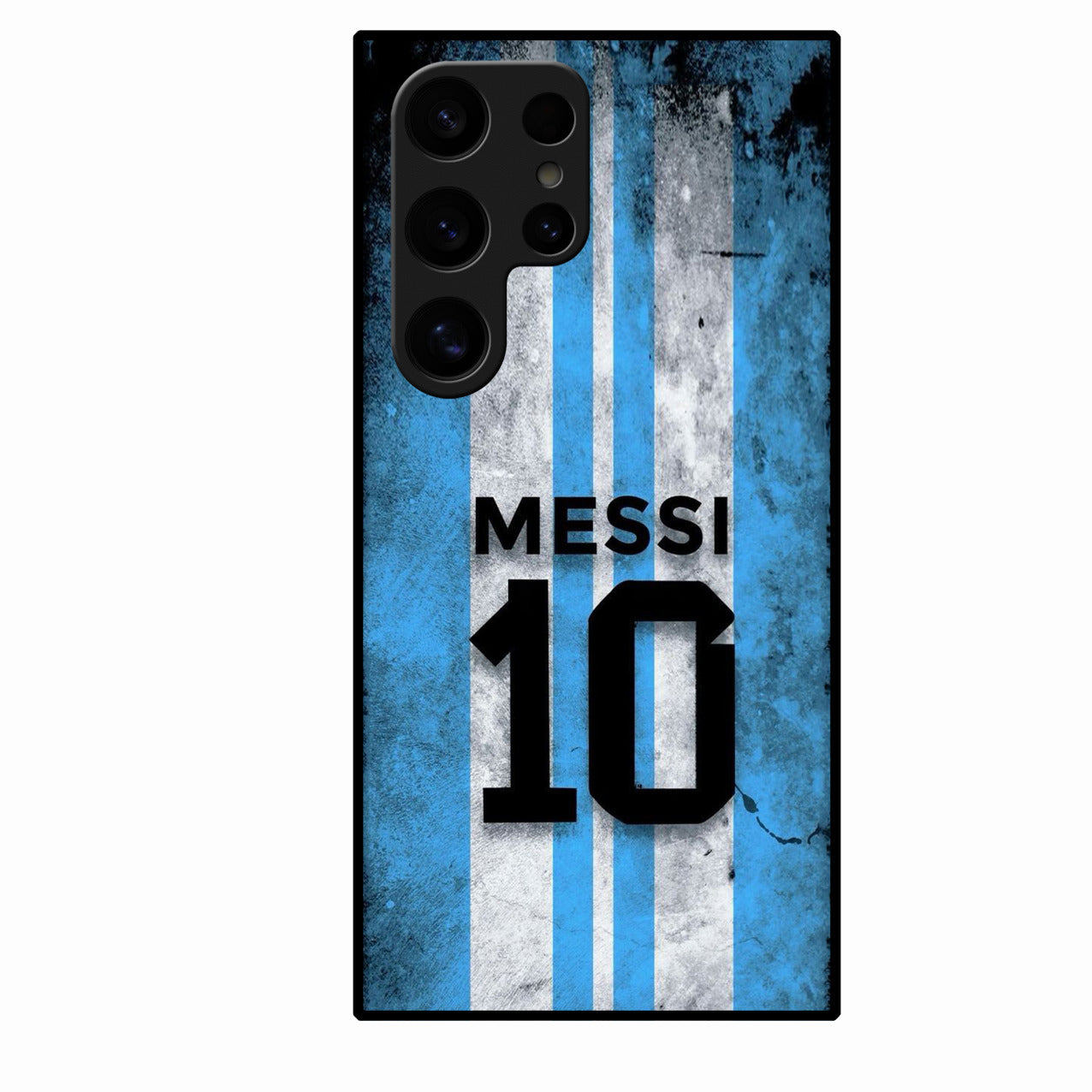 Blue Stripes Number 10 Football Glass Phone Case for Samsung Galaxy S24 Ultra 5G