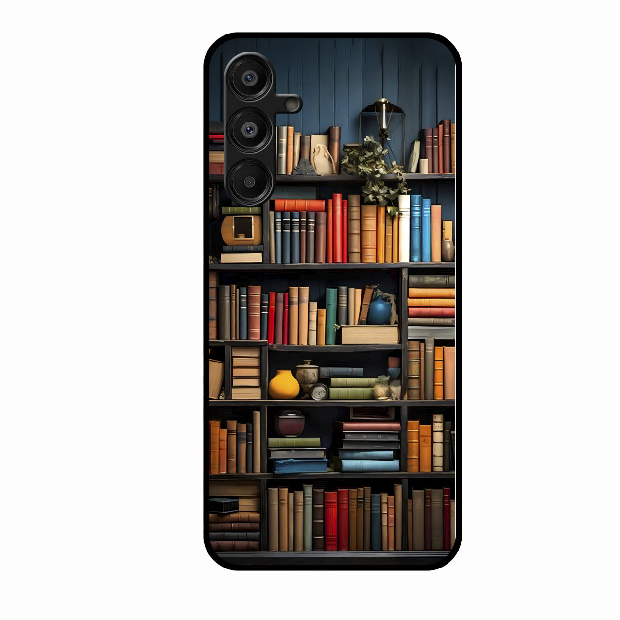 Colorful Bookshelf Art Glass Case Cover for Samsung Galaxy F16 5G