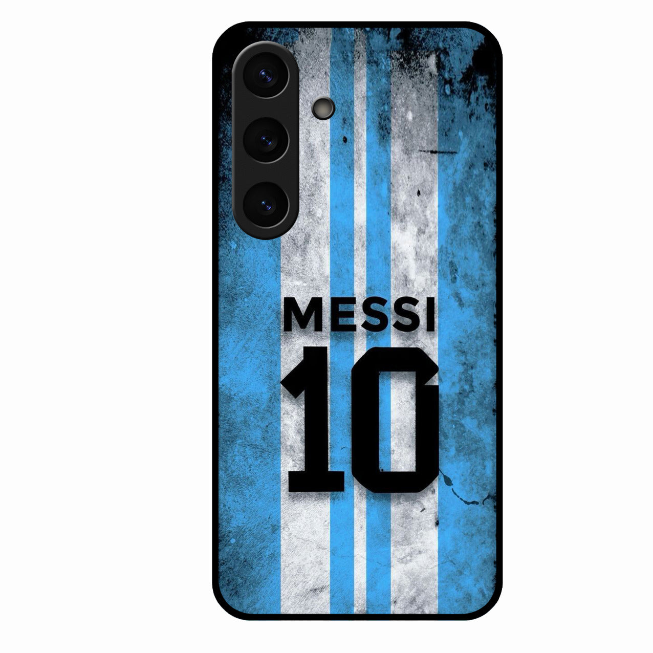 Blue Stripes Number 10 Football Glass Phone Case for Samsung Galaxy S25 Plus 5G