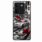 Japanese Wave Drift Racing Premium Glass Phone Case for Vivo Y200 Pro 5G