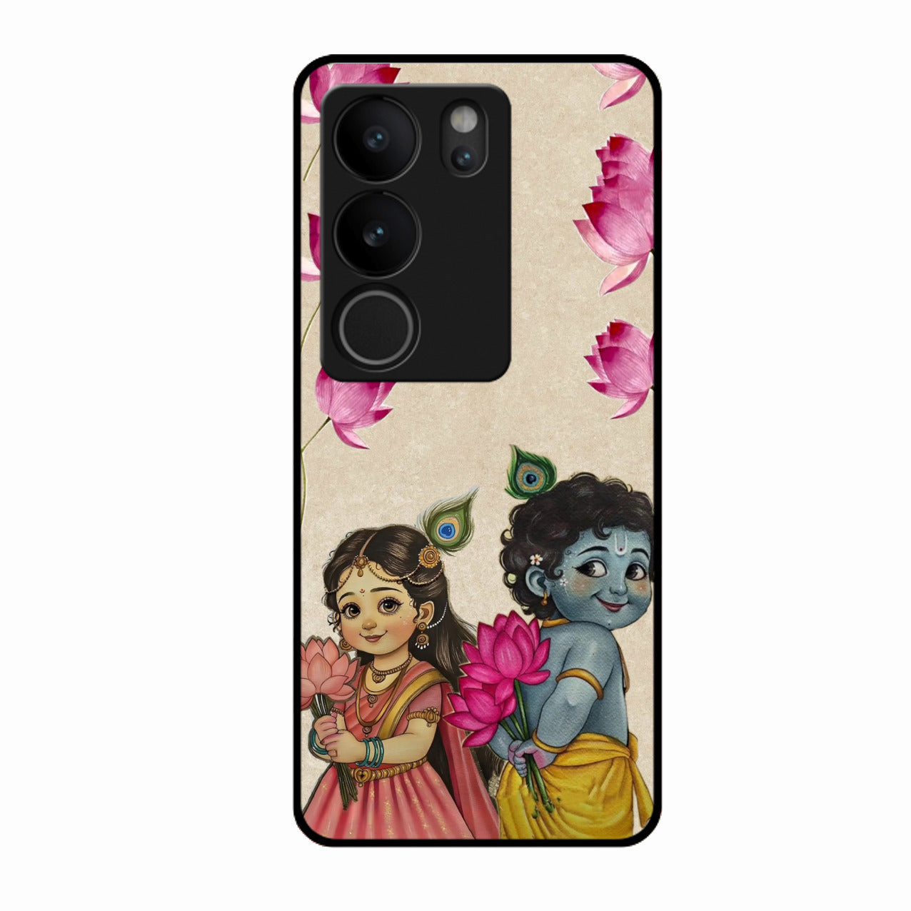 Krishna Eternal Lotus Glass Case for Vivo V29 Pro 5G