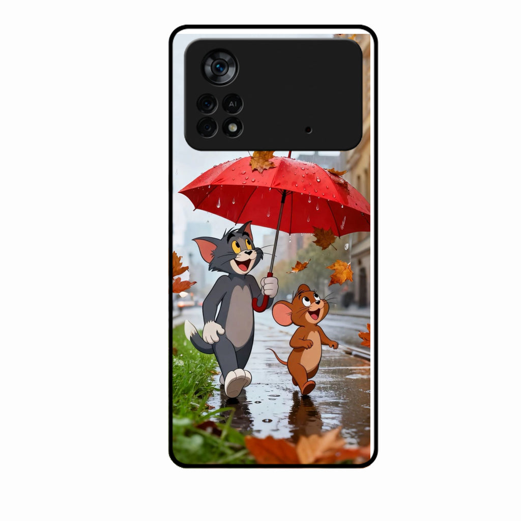 Rainy Day Cartoon Glass Phone Case for Poco X4 Pro 5G