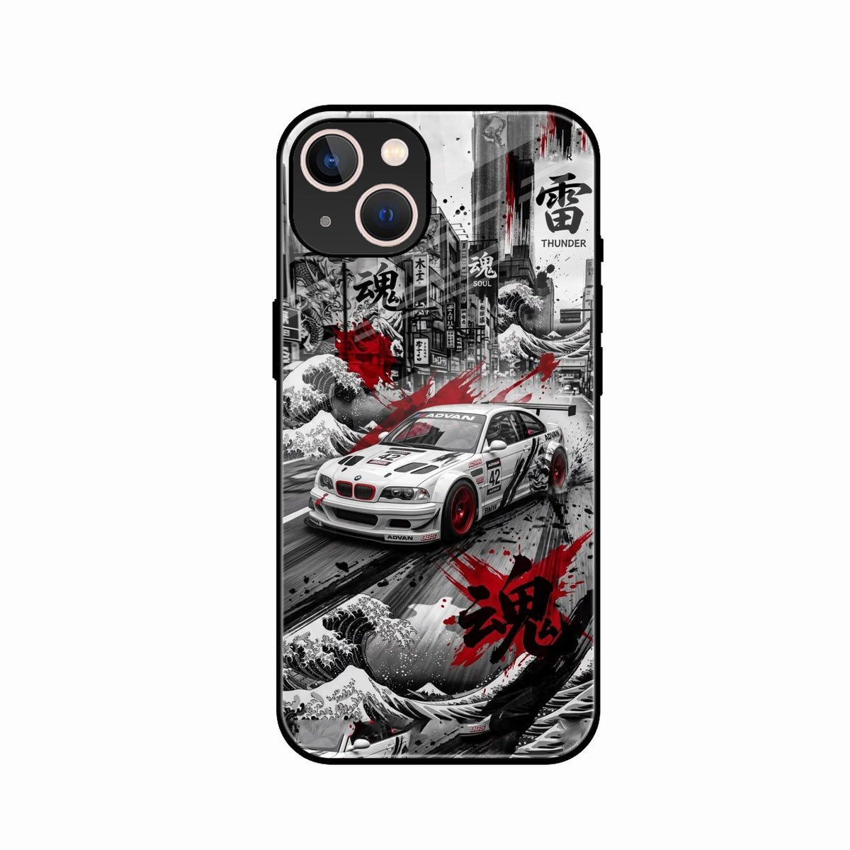 Japanese Wave Drift Racing Premium Glass Phone Case for iPhone 13 mini - ShopOnCliQ