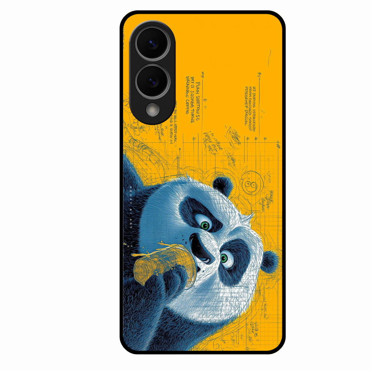 Cute Panda Sketch Premium Glass Phone Case for Samsung Galaxy S25 Edge 5G