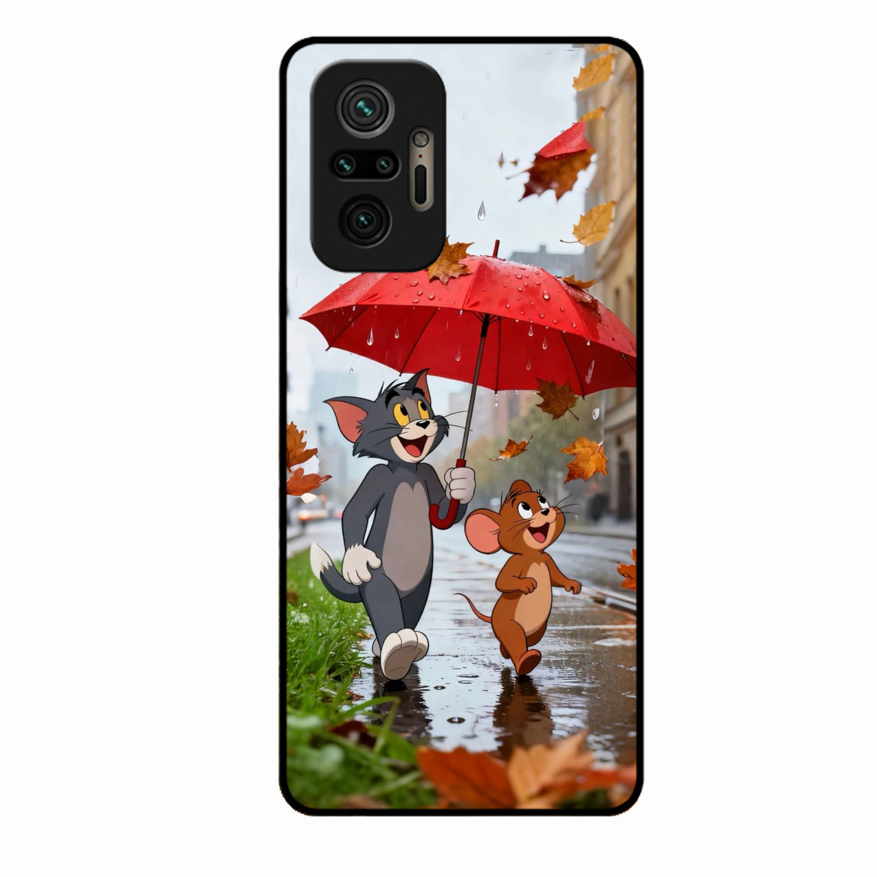 Rainy Day Cartoon Glass Phone Case for Redmi Note 10 Pro
