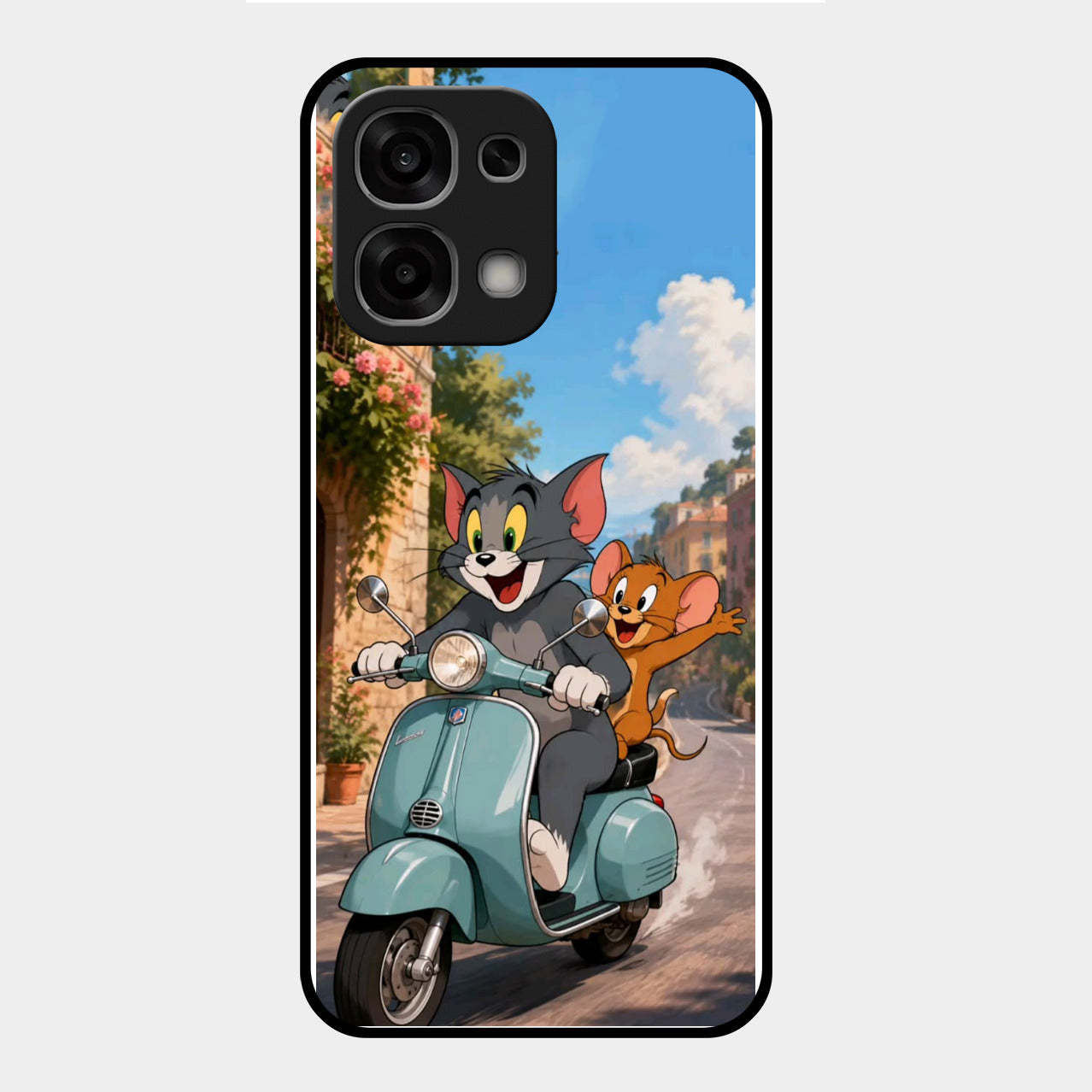 Cartoon Scooter Adventure Premium Glass Phone Case for Oppo F33 5G
