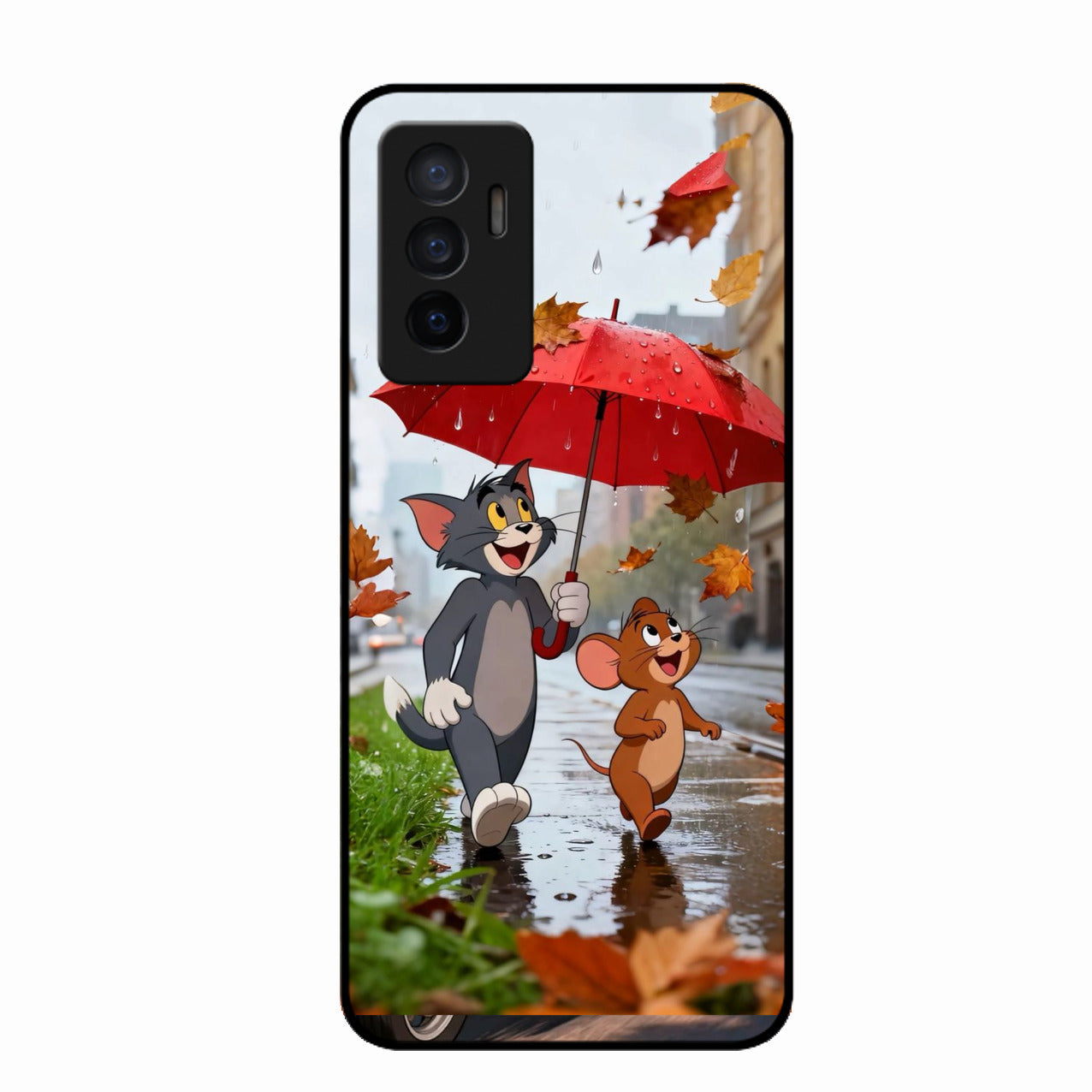 Rainy Day Cartoon Glass Phone Case for Vivo Y75 4G