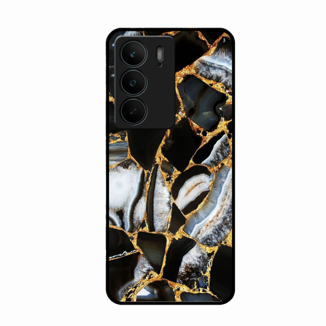Black Gold Marble Glass Phone Case for Realme C75 5G