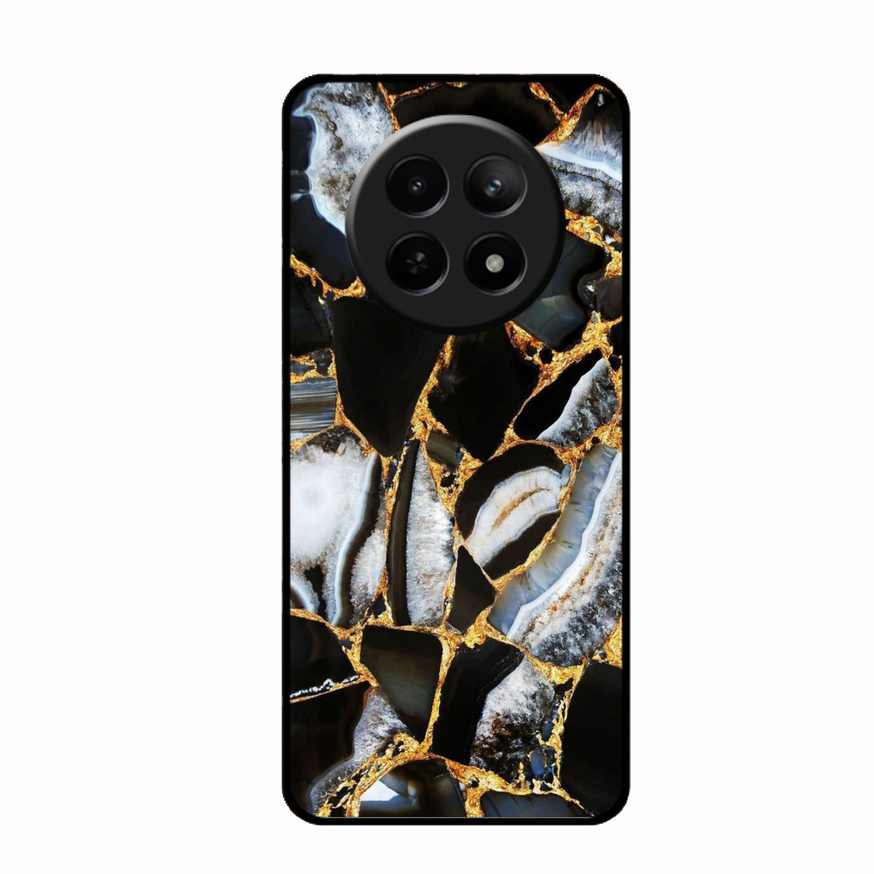 Black Gold Marble Glass Phone Case for Realme C65 5G