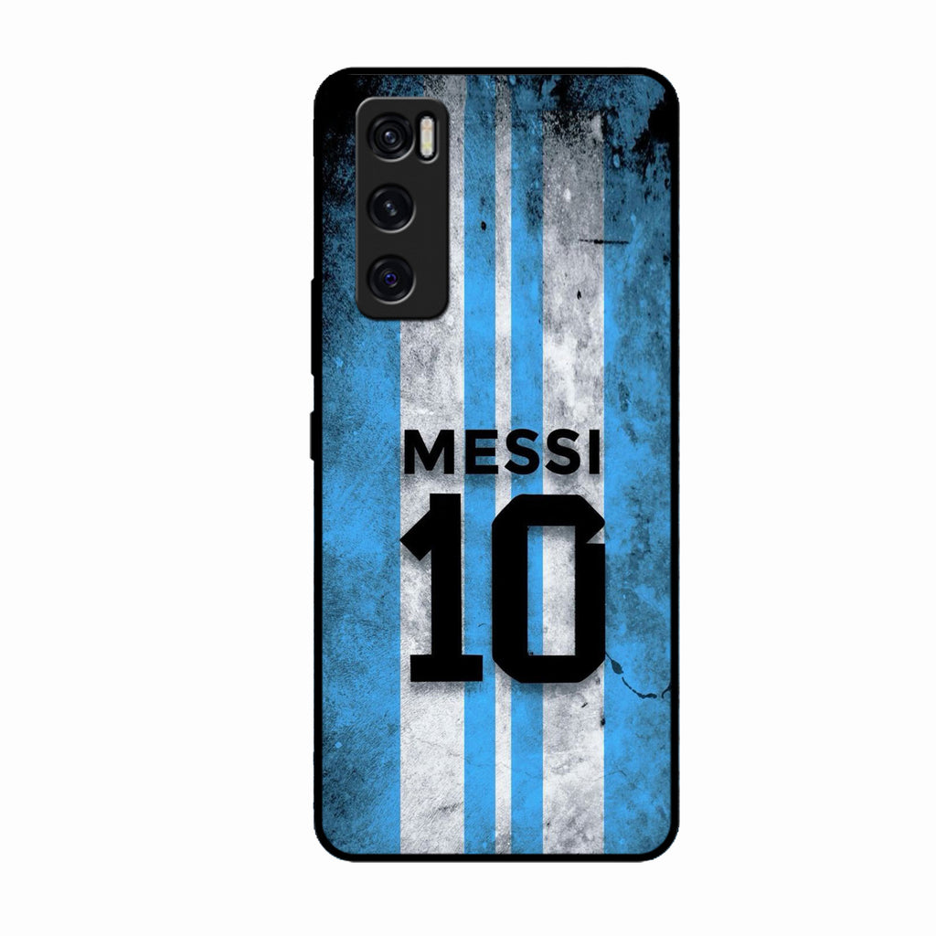 Blue Stripes Number 10 Football Glass Phone Case for Vivo V20 Se