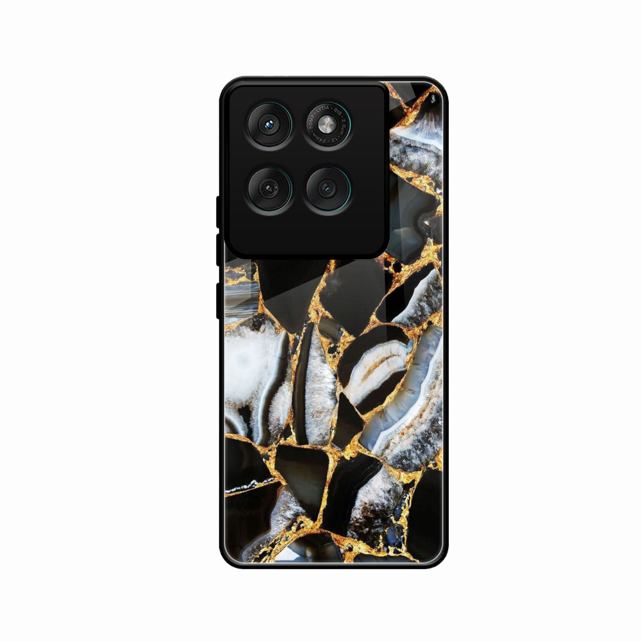 Black Gold Marble Glass Phone Case for Motorola Edge 60 Pro 5G