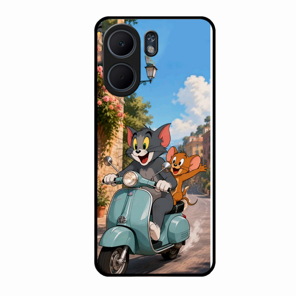 Cartoon Scooter Adventure Premium Glass Phone Case for Oppo A5X 5G