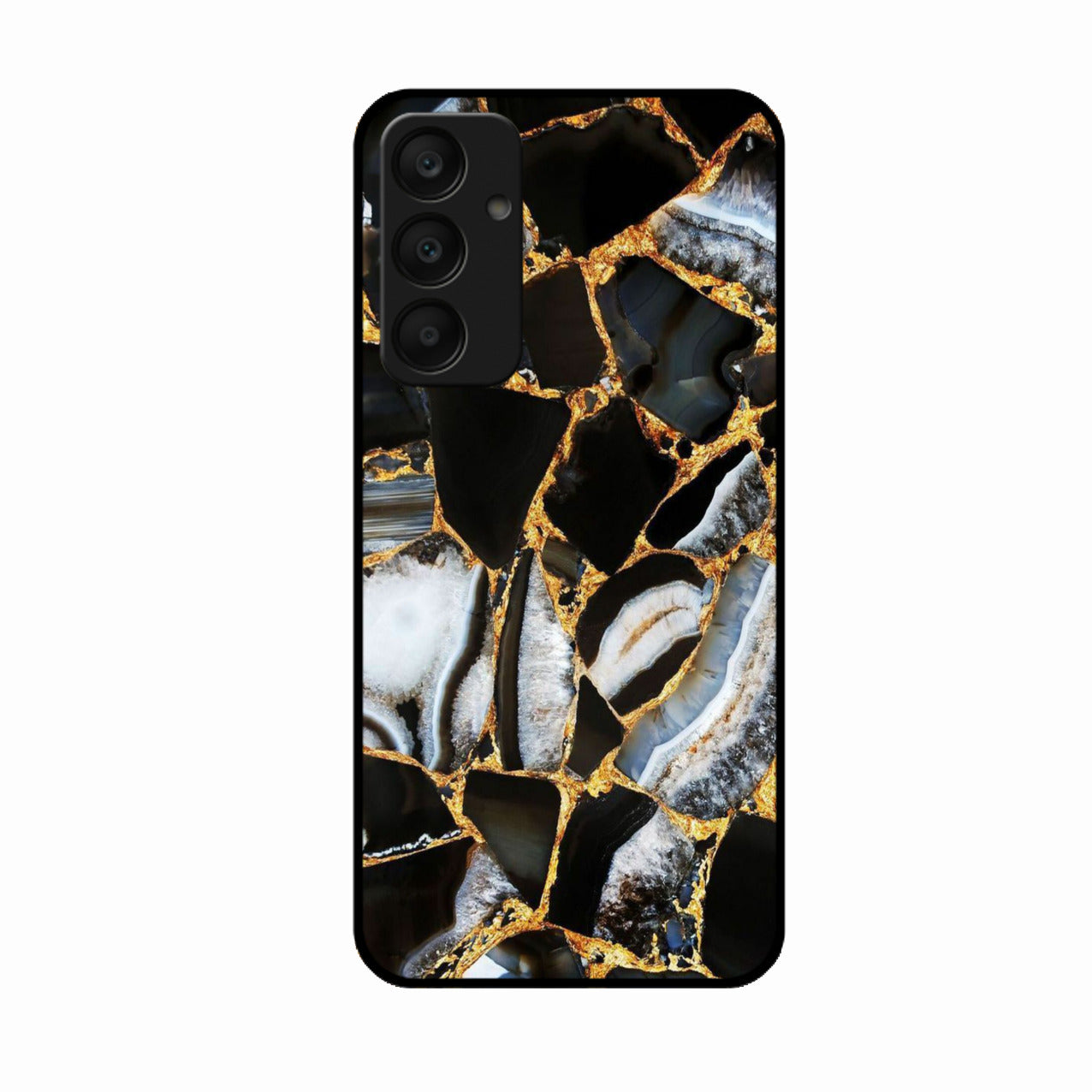 Black Gold Marble Glass Phone Case for Samsung Galaxy A25 5G