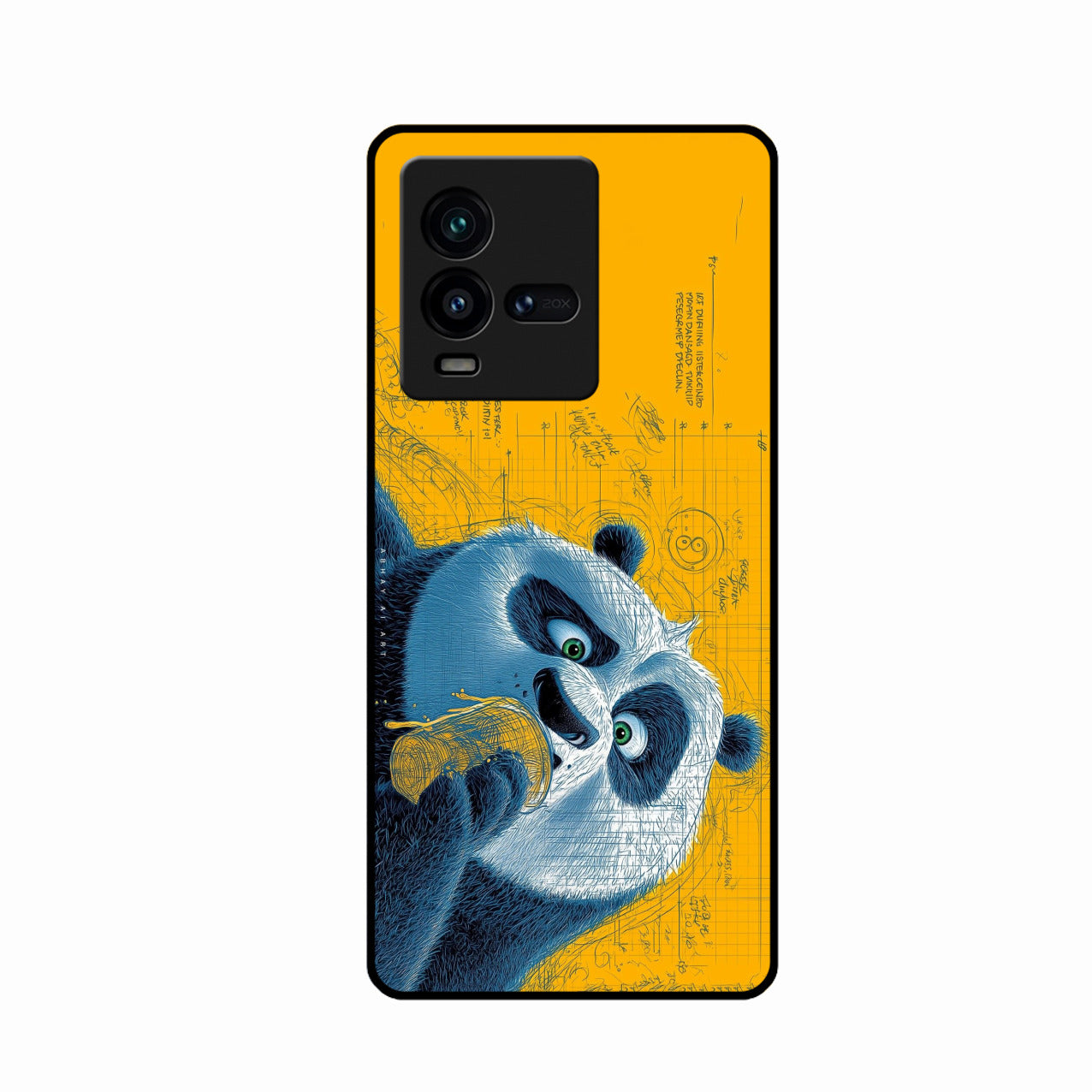Cute Panda Sketch Premium Glass Phone Case for iQOO 9T 5G