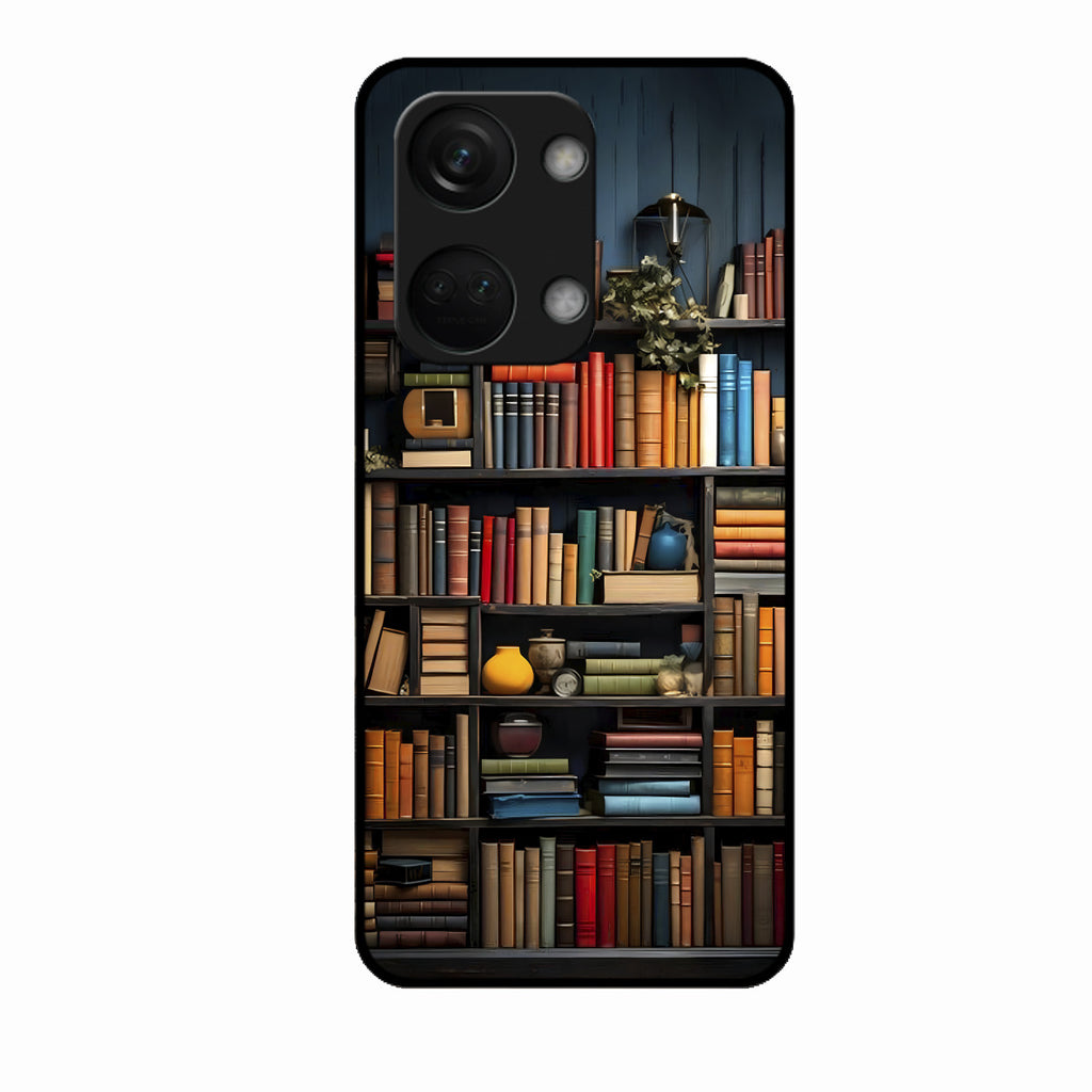 Colorful Bookshelf Art Glass Case Cover for Oneplus Nord 3 5G