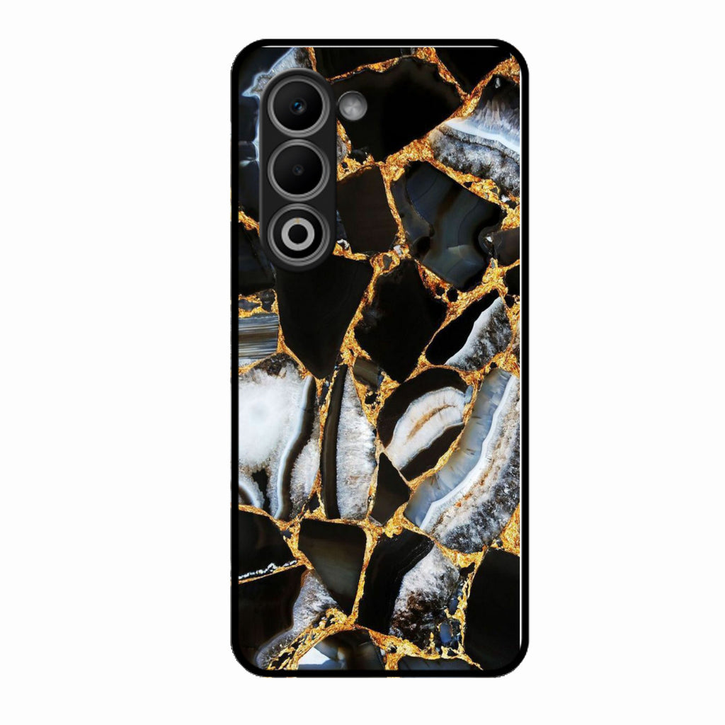 Black Gold Marble Glass Phone Case for Oppo A5 5G