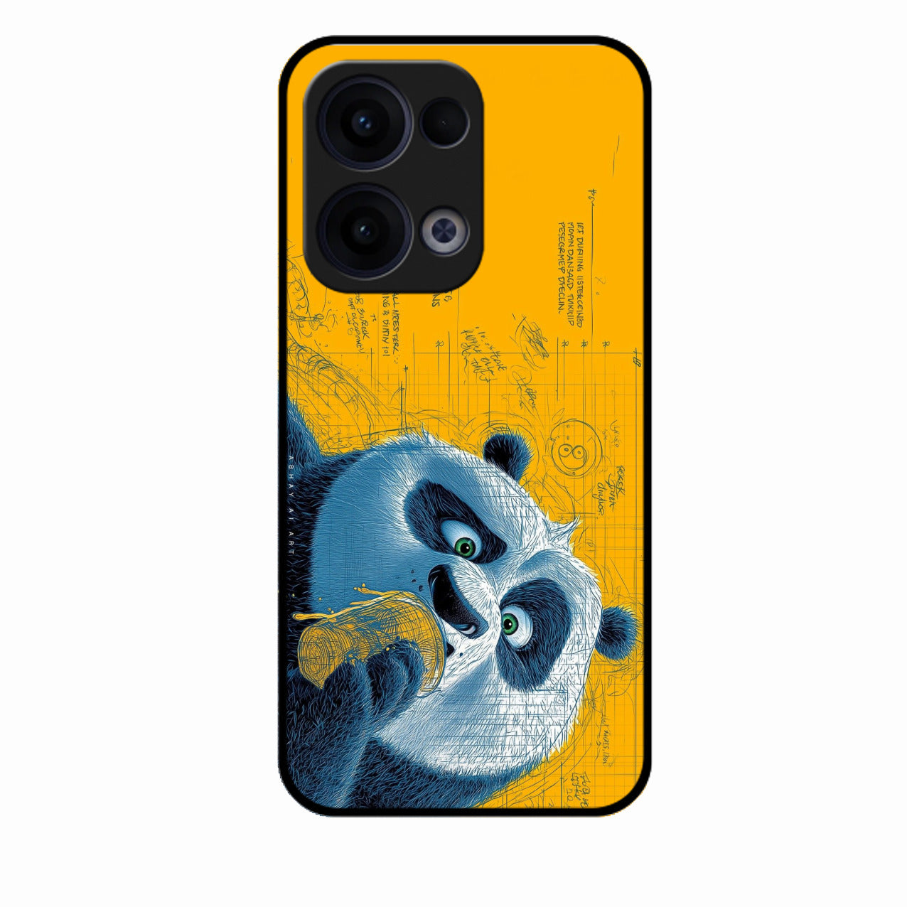Cute Panda Sketch Premium Glass Phone Case for Oppo Reno 13 5G