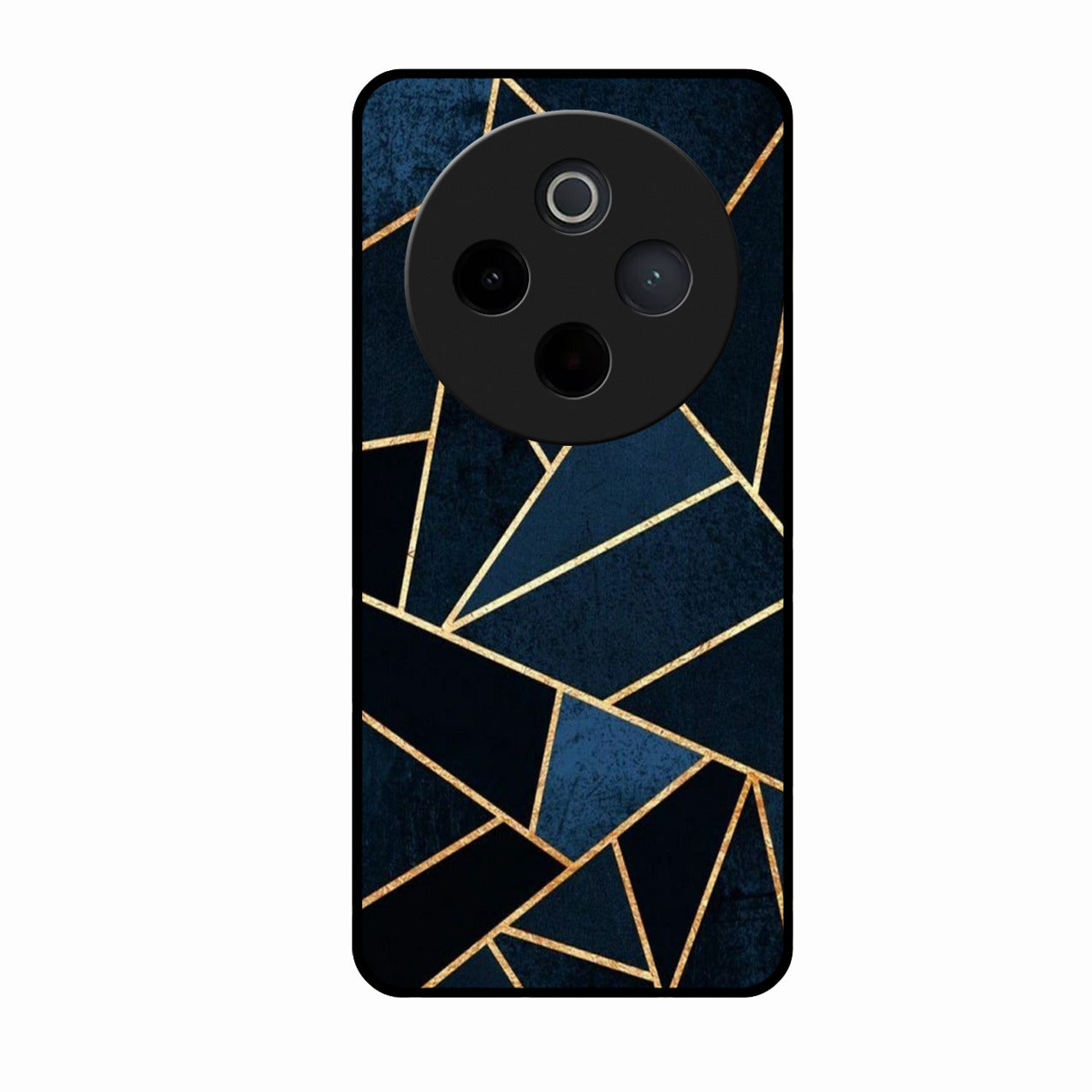 Midnight Gold Geometric Premium Glass Phone Case for Vivo T4 5G