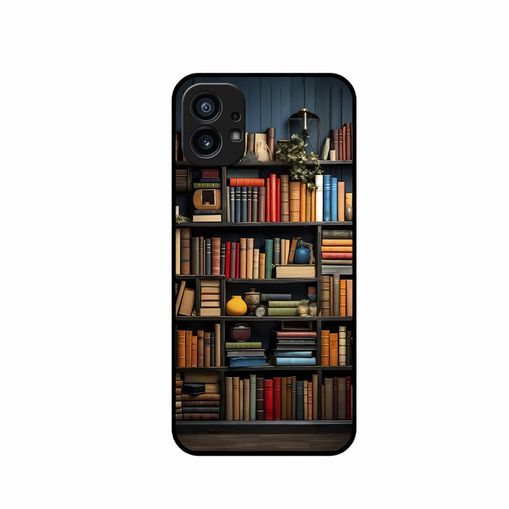 Colorful Bookshelf Art Glass Case Cover for Nothing Phone 1