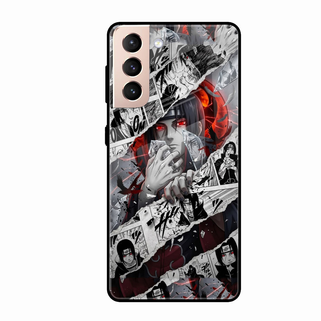 Itachi Uchiha Manga Collage Glass Phone Case for Samsung Galaxy S21 Fe 5G