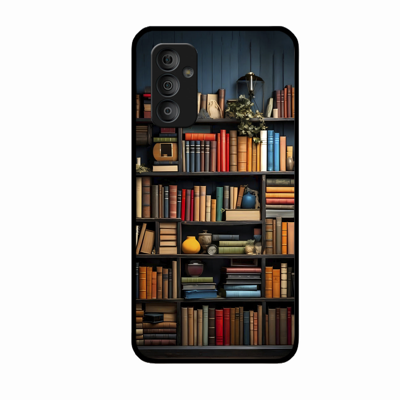 Colorful Bookshelf Art Glass Case Cover for Samsung Galaxy F23 5G