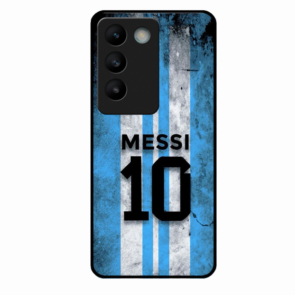 Blue Stripes Number 10 Football Glass Phone Case for Vivo Y200E 5G