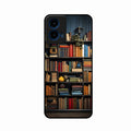 Colorful Bookshelf Art Glass Case Cover for Motorola G45 5G