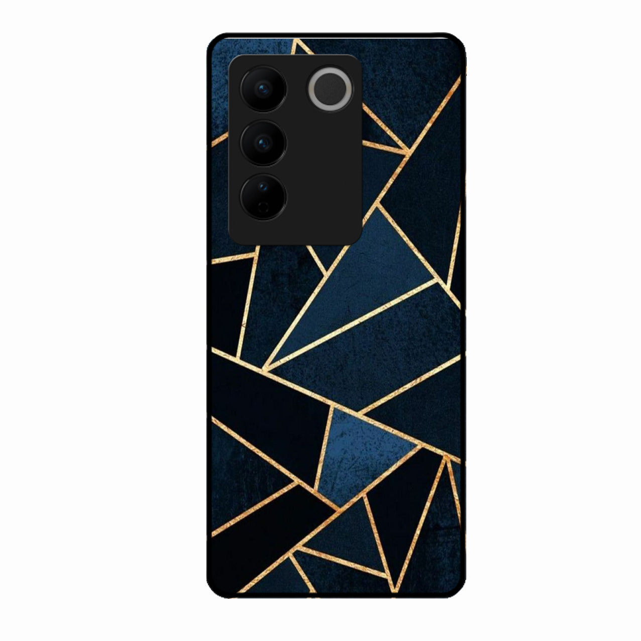 Midnight Gold Geometric Premium Glass Phone Case for Vivo V27 Pro 5G