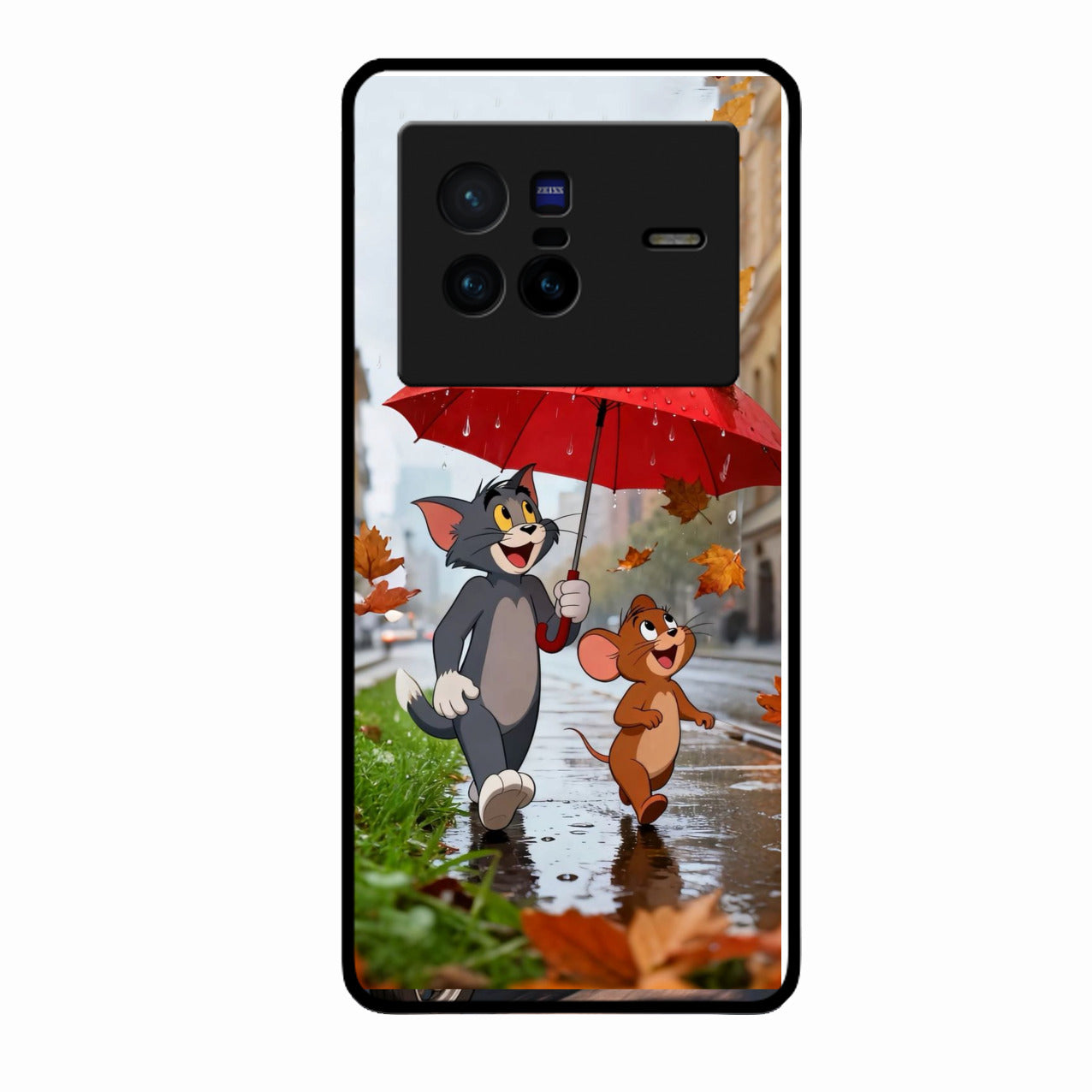 Rainy Day Cartoon Glass Phone Case for Vivo X80 5G