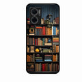 Colorful Bookshelf Art Glass Case Cover for Redmi 11 Prime 5G