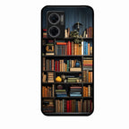 Colorful Bookshelf Art Glass Case Cover for Redmi 11 Prime 5G