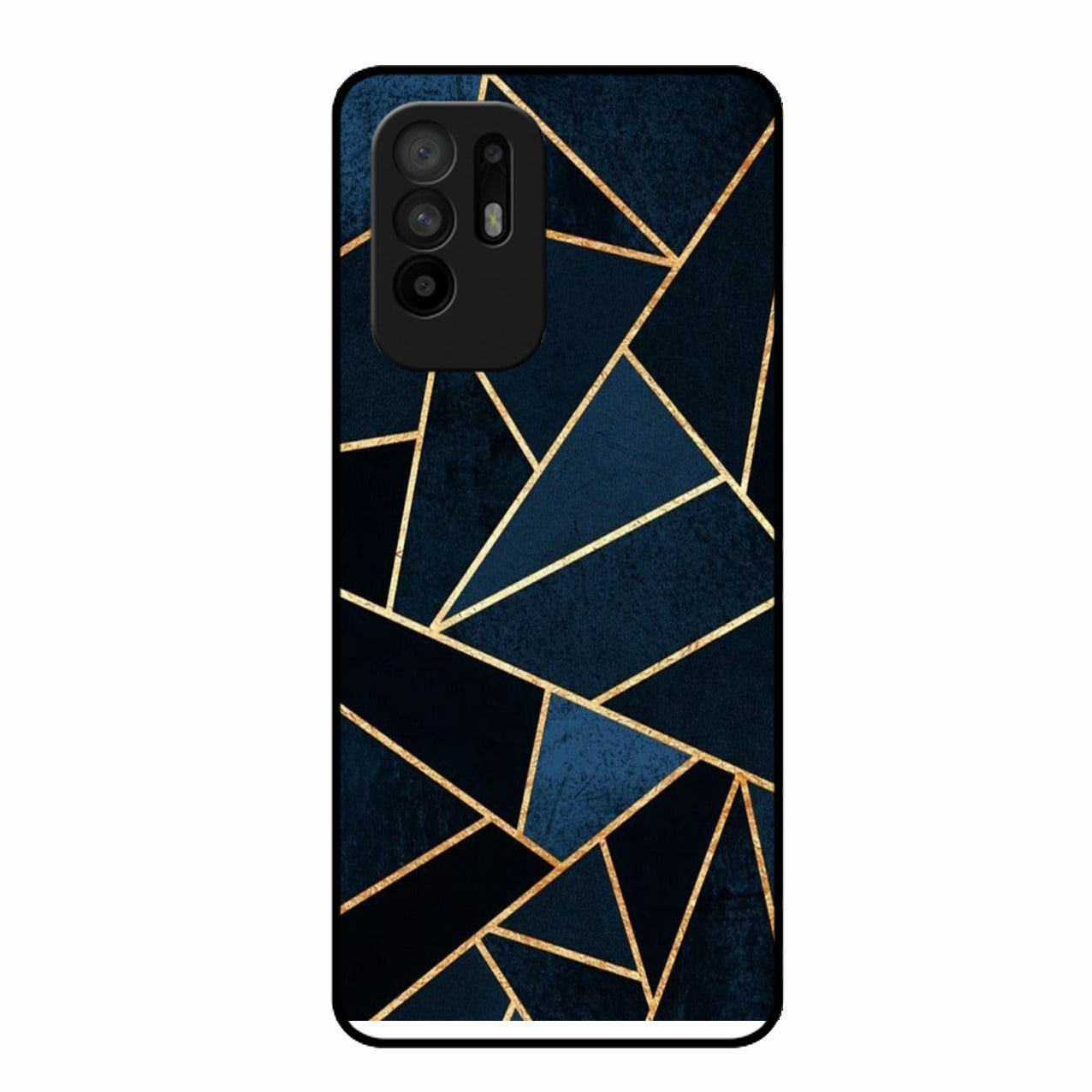 Midnight Gold Geometric Premium Glass Phone Case for Oppo F19 Pro Plus 5G