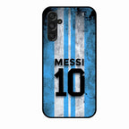 Blue Stripes Number 10 Football Glass Phone Case for Samsung Galaxy F36 5G