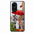 Rainy Day Cartoon Glass Phone Case for Oppo Reno 10 Pro 5G