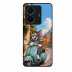 Cartoon Scooter Adventure Premium Glass Phone Case for Vivo T1 Pro 5G