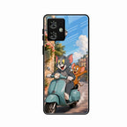 Cartoon Scooter Adventure Premium Glass Phone Case for Motorola G54 5G