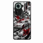 Japanese Wave Drift Racing Premium Glass Phone Case for Oppo Reno 11 5G