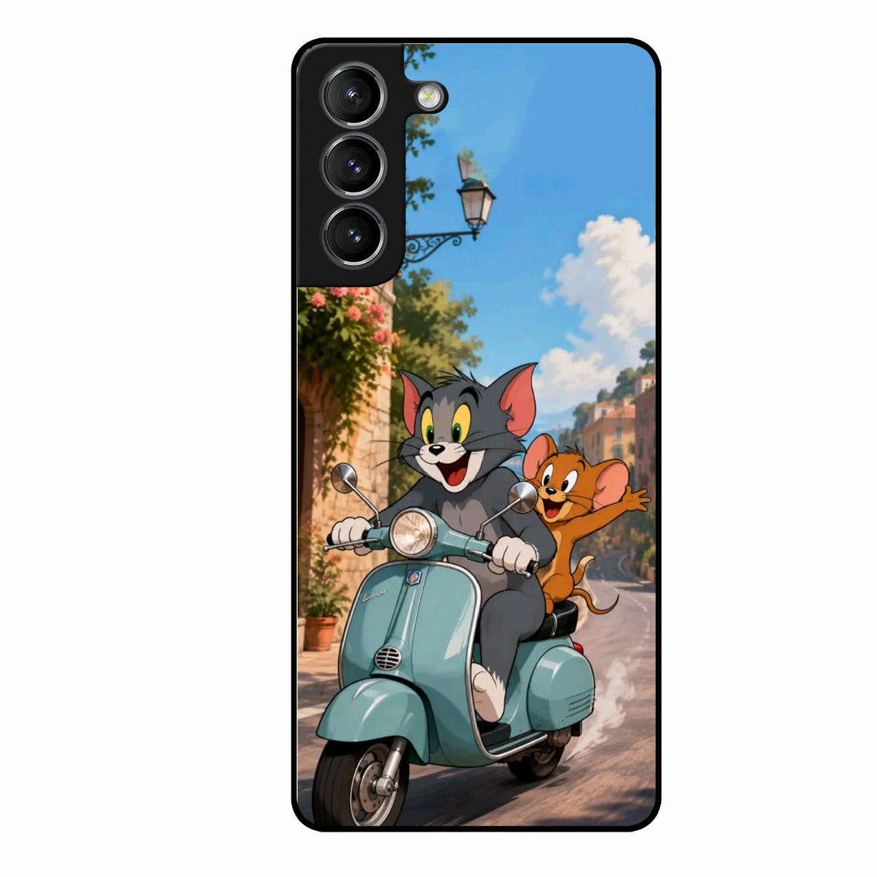 Cartoon Scooter Adventure Premium Glass Phone Case for Samsung Galaxy S21