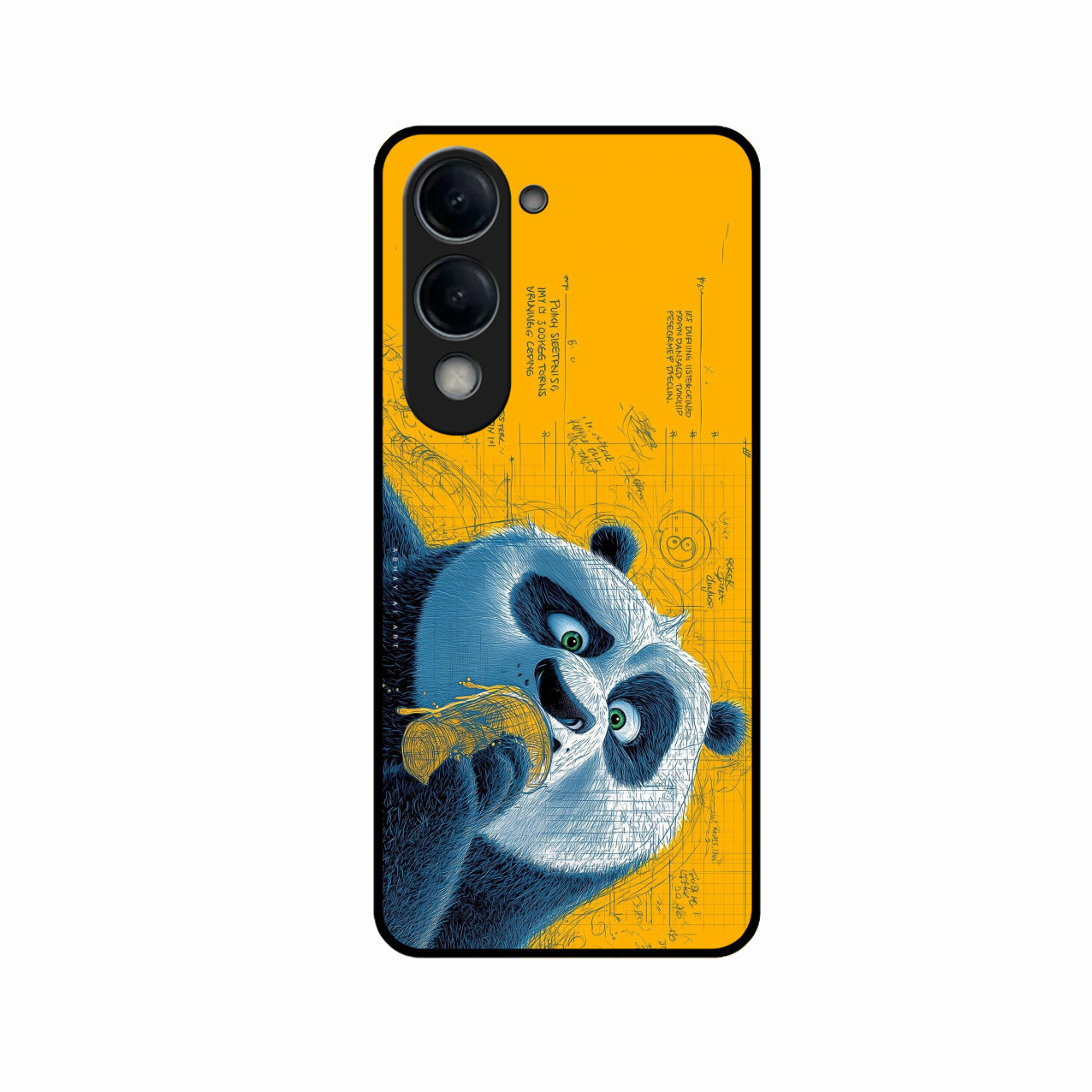Cute Panda Sketch Premium Glass Phone Case for iQOO Z10 Lite