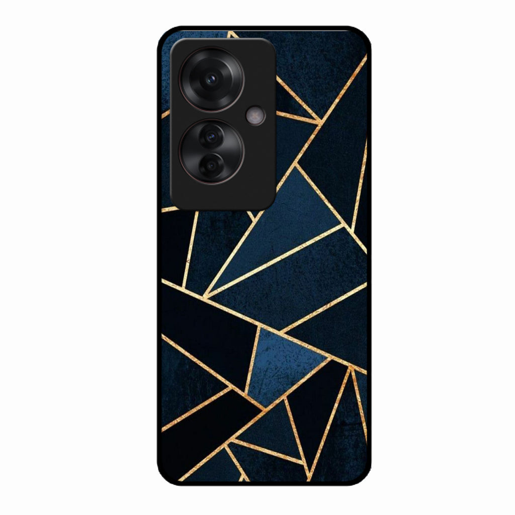 Midnight Gold Geometric Premium Glass Phone Case for Oppo F25 Pro 5G