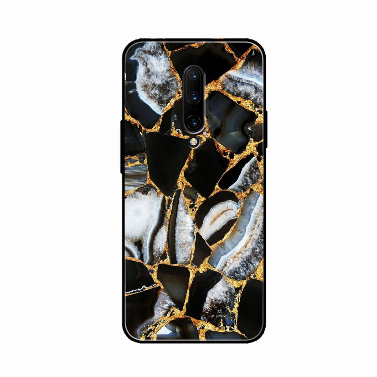 Black Gold Marble Glass Phone Case for Oneplus 7 Pro